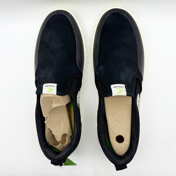 Cariuma Mens Slip On Pro Low Sneakers US 12.5 M EU 46 Black Ivory Suede NIB - Picture 10 of 12